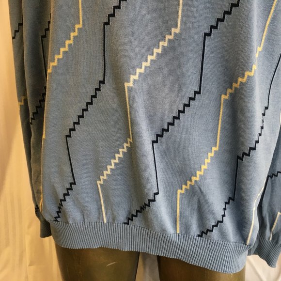 Vintage Tundra Men L 90’s Oversized Knit Sweater Hipster Dad Cosby Silk Zig Zag - Picture 4 of 15